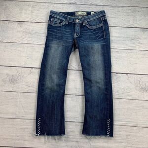 BKE Capri Jeans sz 28 Dark Wash Starlite Low Rise Raw Hem 24" inseam